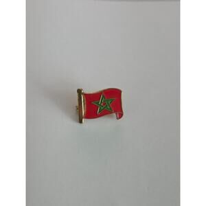 Vintage 1960s-80s Moroccan Flag Brass Enamel Lapel Pin – Souvenir Memorabilia